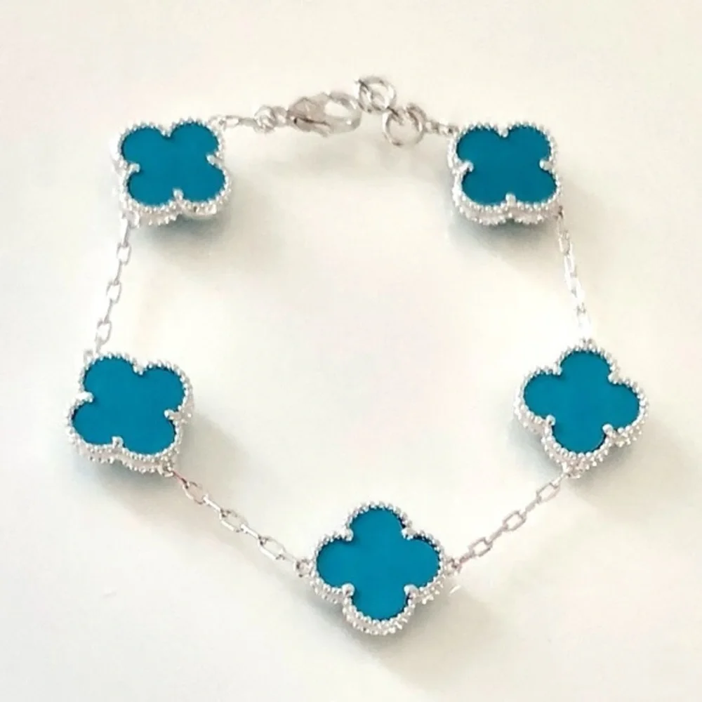 Turquoise Quatrefoil Clover 5 motifs Bracelet